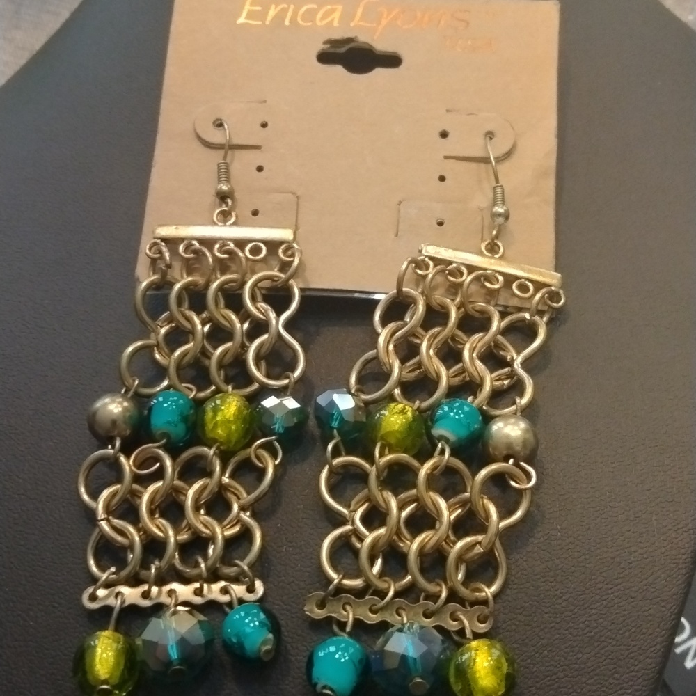 Bundle Peacock Adjustable Ring And Dangling Earri… - image 4